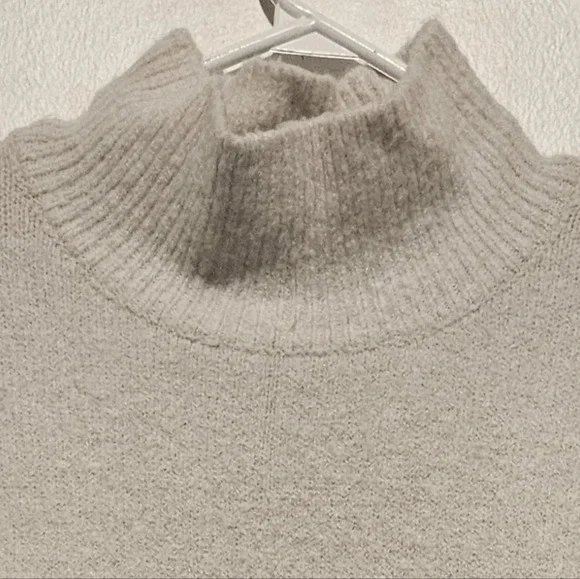 Oak+Fort Oat Boxy Boho Oversized Sz Small  Mock Neck Wool Blend Sweater - Picture 3 of 11